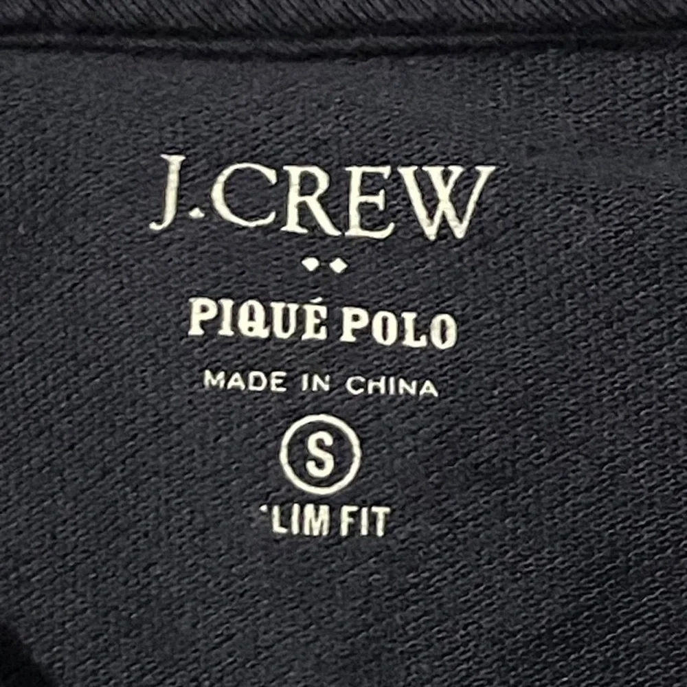 J.Crew Pique Polo Shirt Boys Small Anchor Print Slim Fit Short Sleeve Navy Blue